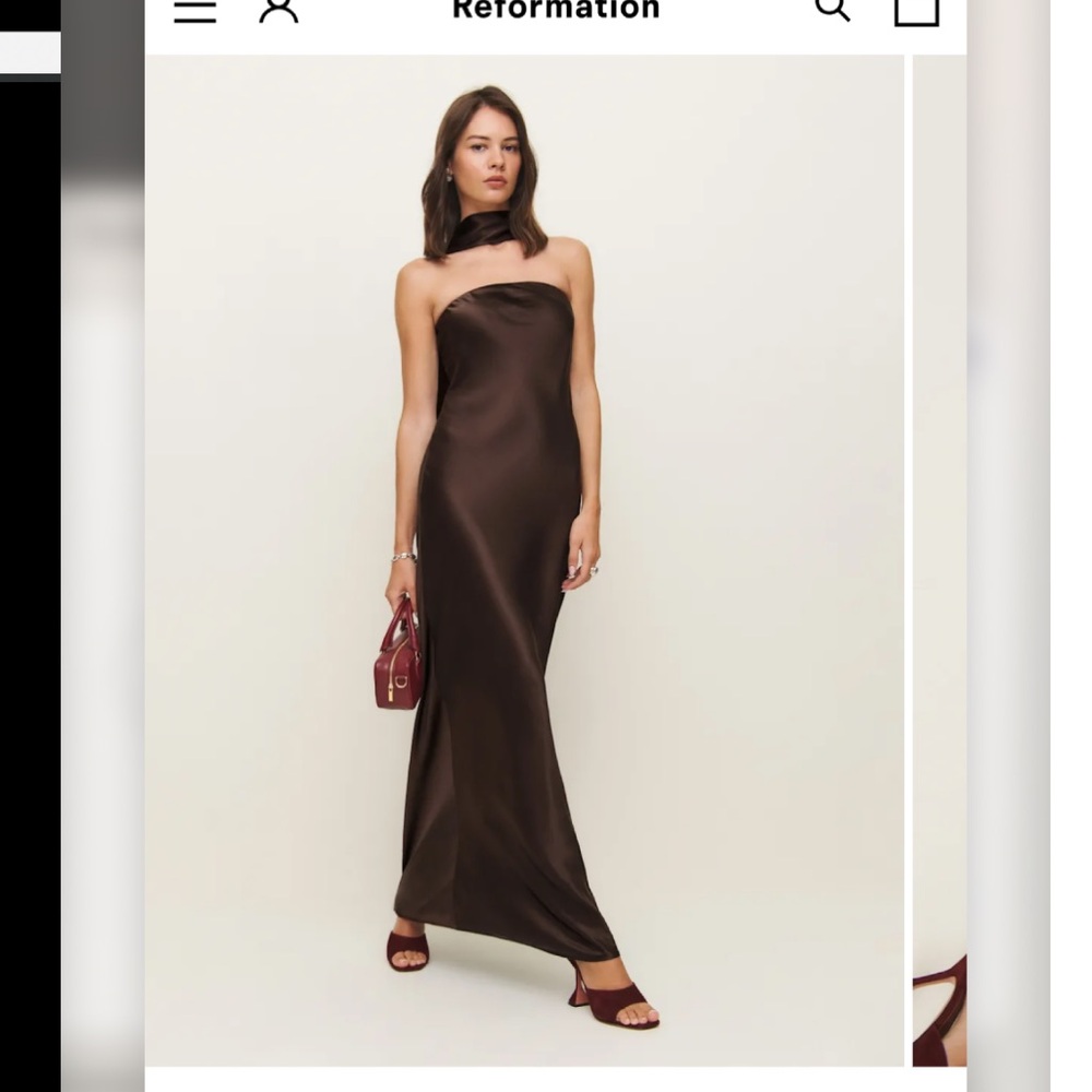 Reformation Chocolate Satin Gown